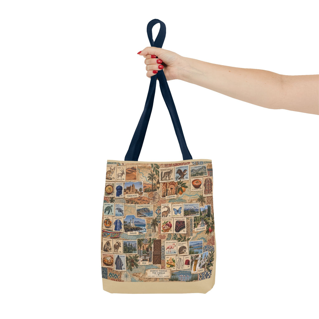 Vintage Travel Stamp Collage Tote