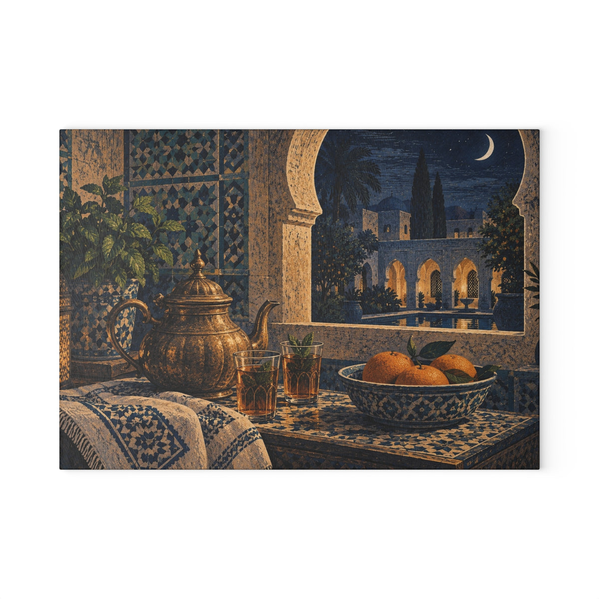 Moroccan Night Glass Cutting Board — Decorative Kitchen Serving Board