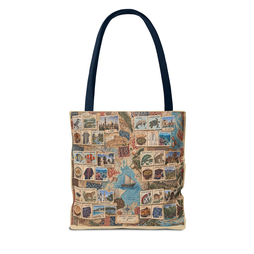 Vintage Travel Stamp Collage Tote