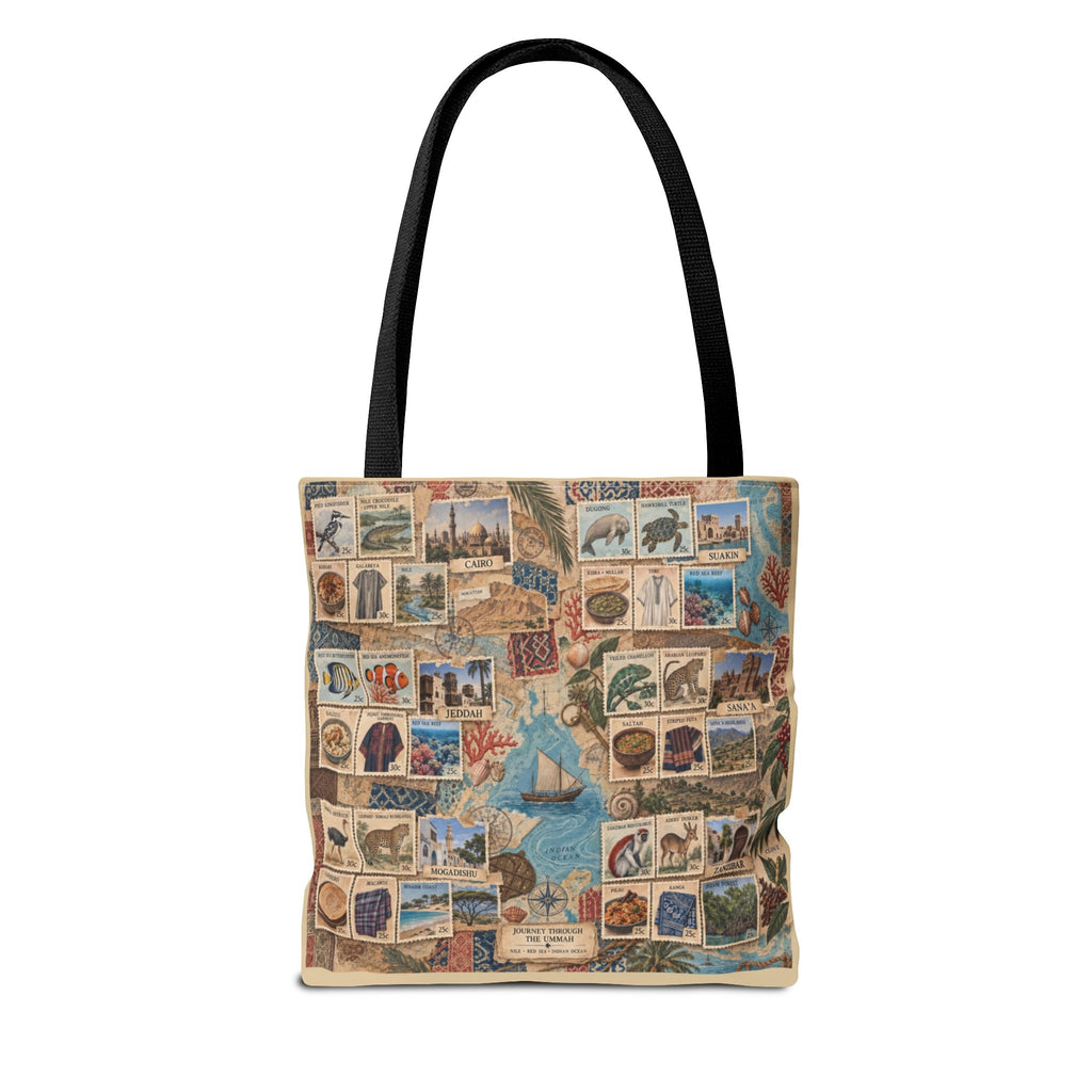 Vintage Travel Stamp Collage Tote
