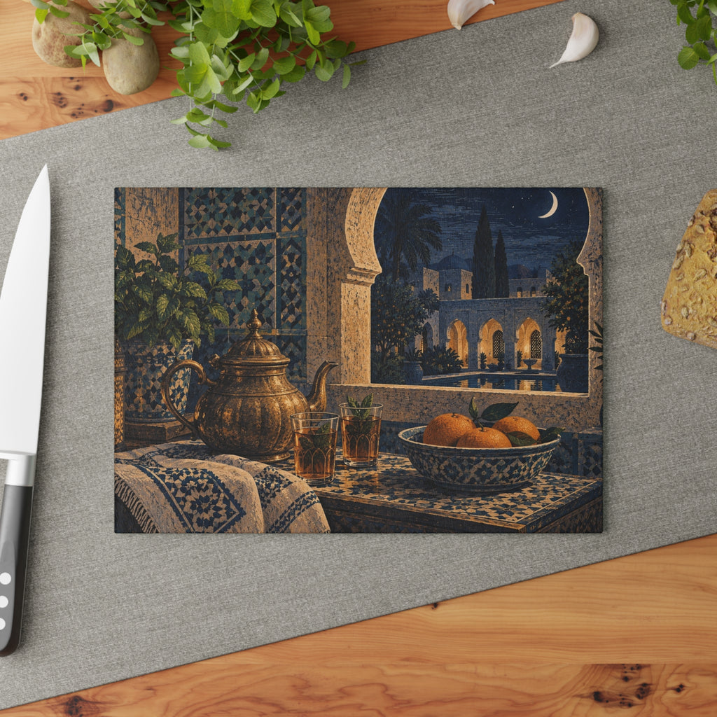 Moroccan Night Glass Cutting Board — Decorative Kitchen Serving Board