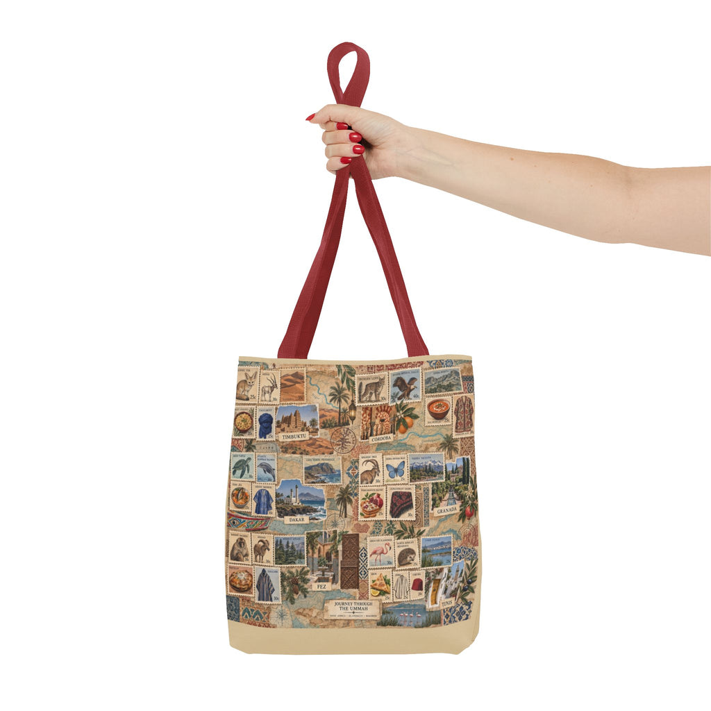 Vintage Travel Stamp Collage Tote