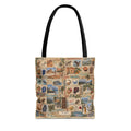 Vintage Travel Stamp Collage Tote