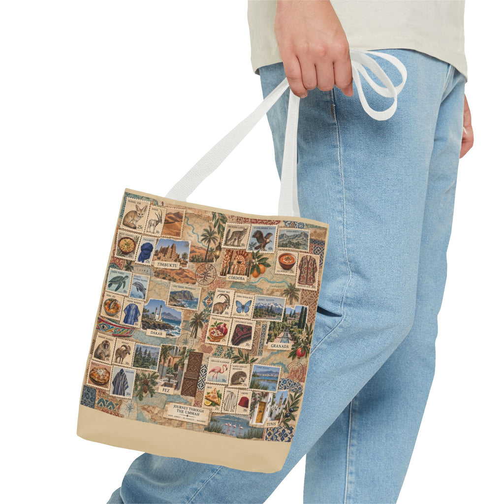 Vintage Travel Stamp Collage Tote
